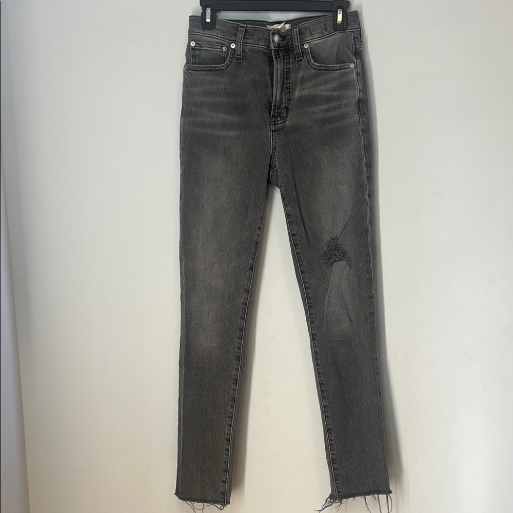 Madewell Womens The Perfect Vintage Jean Distressed Black Gray Skinny Jeans Tall